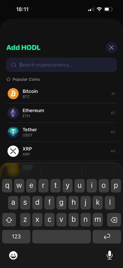 CryptoHODL: adding a coin